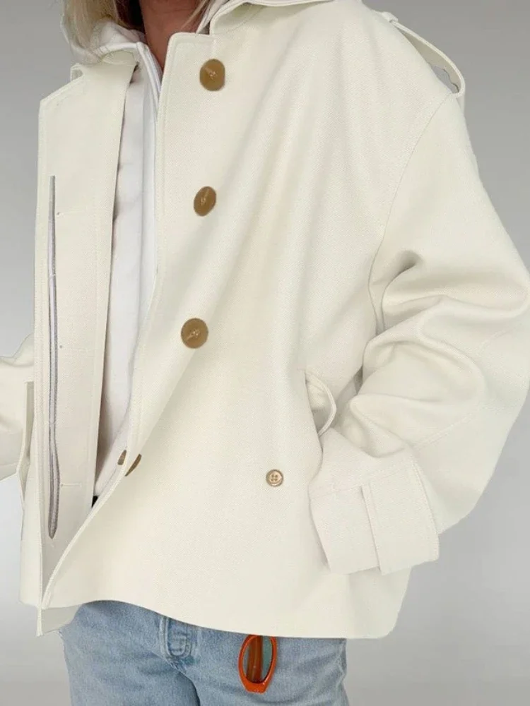 New Autumn Winter Lapel Frosted Fleece Long-sleeved Cardigan Trench Coat Design Temperament Casual Jacket Women Coat Coats