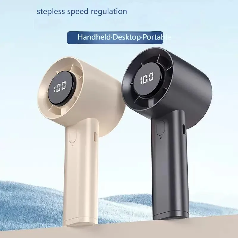 مروحة محمولة صغيرة محمولة مع شاشة LED تبريد أشباه الموصلات 100 سرعة USB بطارية قابلة للشحن مروحة خارجية