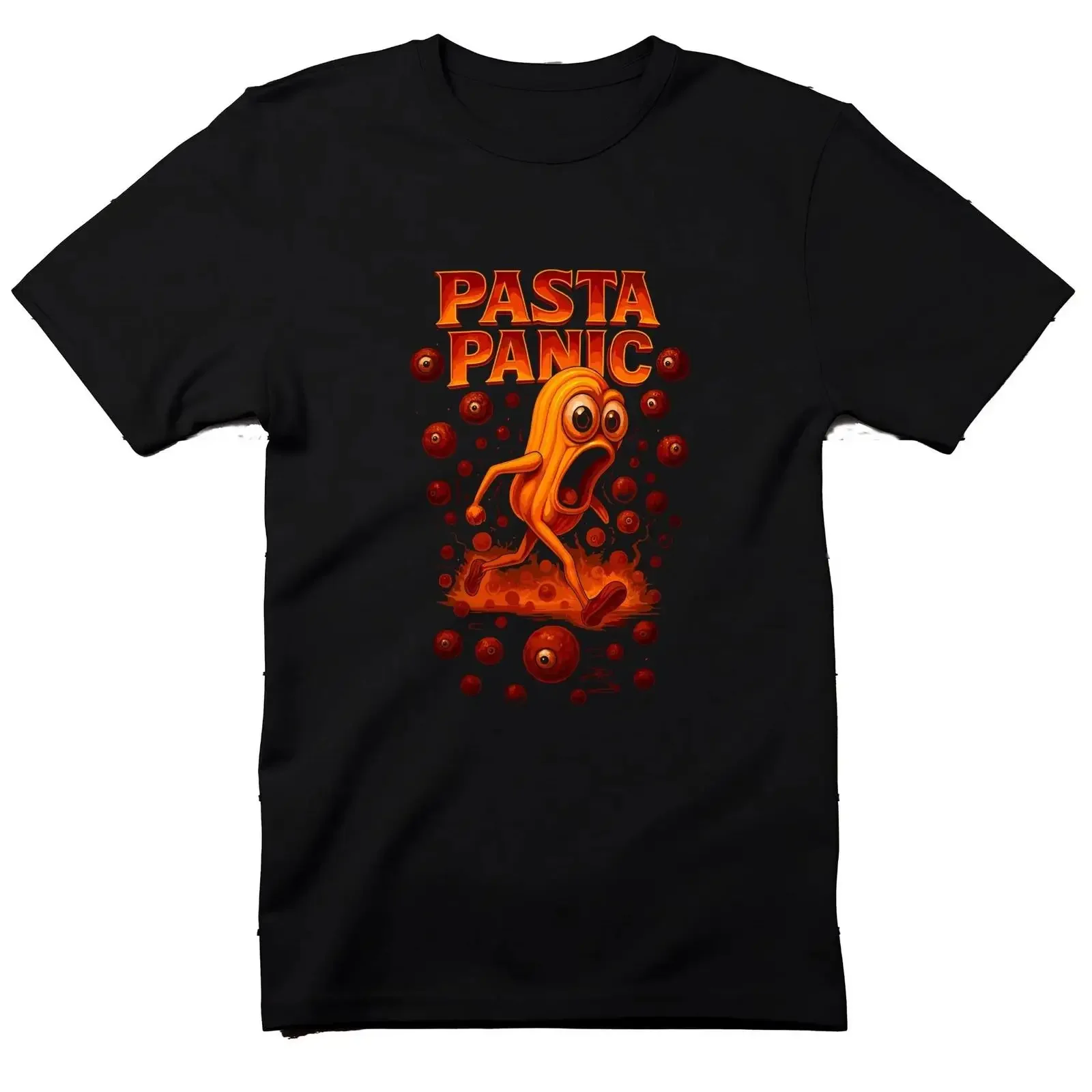 Italian Brainrot Funny Meme Pasta Panic T Shirt Food Running vintage Washed Breathable homme Top For Everyday Wear graphic