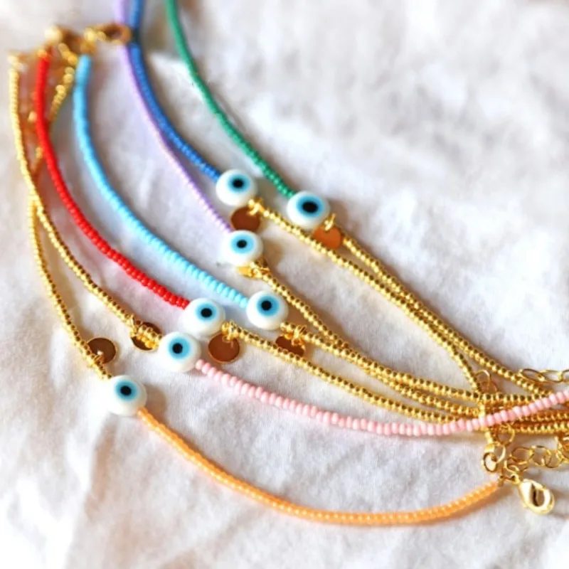 Vlen Böses-Auge-Schutzarmbänder für Frauen Boho Stapelbare Handgefertigte Perlenarmbänder Großhandel Verstellbarer Schmuck Geschenke für Sie – Detail 5