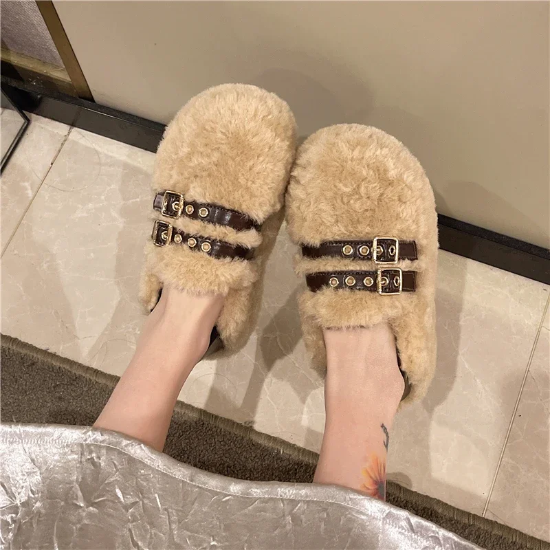 Winter Women's Shoes Plush Warm Cotton Shoes Winter Wool Fluffy Shoe Platform Shoes for Women Snow Boots Winter Cotton Slippers
