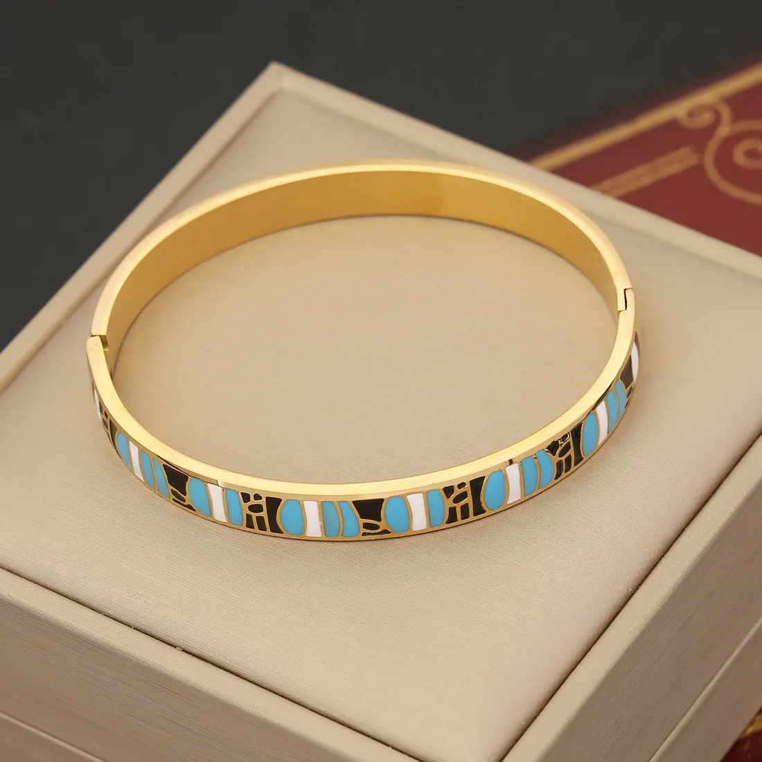 Quality Fashion Stainless Steel Turkish Lucky Blue Evil Eye Enamel Bangle Colorful Bracelet For Women Party Jewelry Wholesale