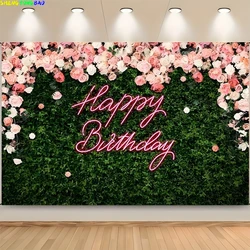 Happy Birthday Backdrop Neon Glow Party Brick Wall Splatter Graffiti Photography Background Banner Photo Shoot Decor Props RR-02