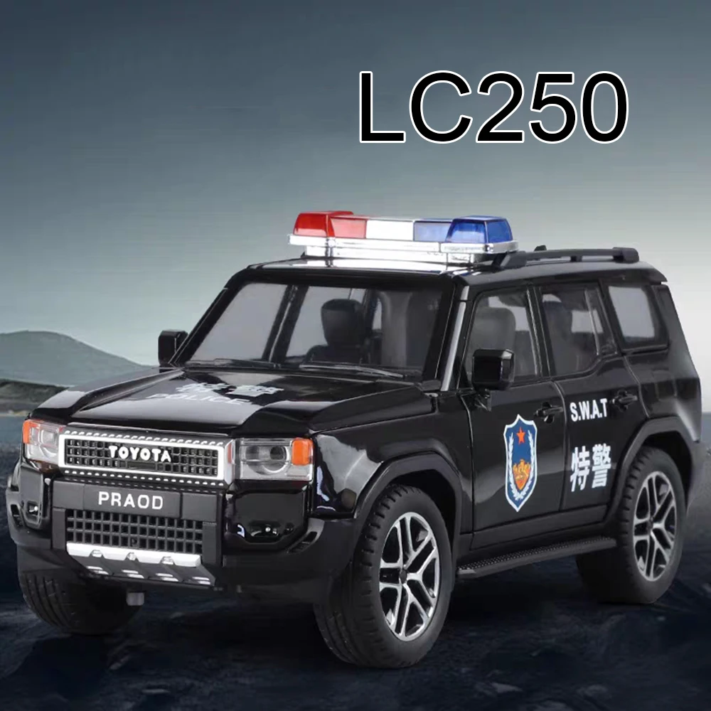 

1:24 Scale Prado LC250 Land Cruiser LC300 Model Toys Police Cars Alloy Wheels Turned Miniature Vehicle Kids Children's Day Gifts