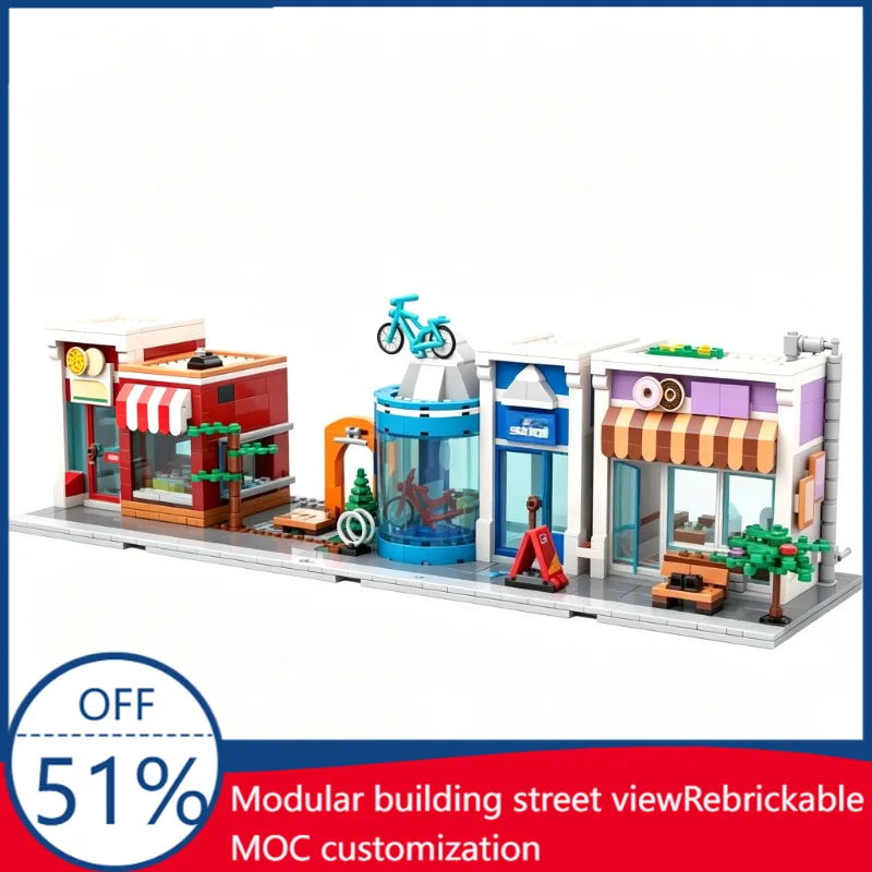 

1042PCS Customize Series Main Street City Shops Modular Building Blocks Model Custom Puzzle DIY Assembly Educational Toy Gifts