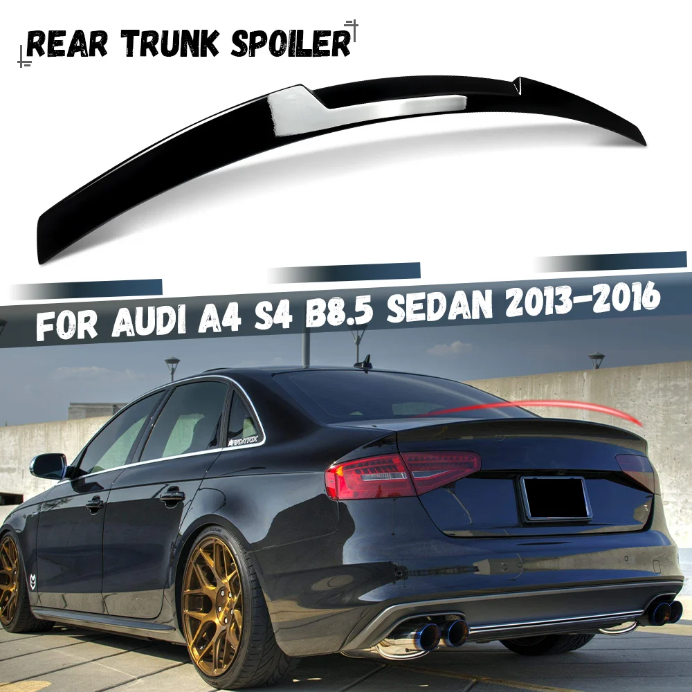 

For Audi A4 S4 B8.5 Sedan 2013 2014 2015 2016 Rear Trunk Spoiler Wing Glossy Black Roof Spoiler Wings Auto Accessories