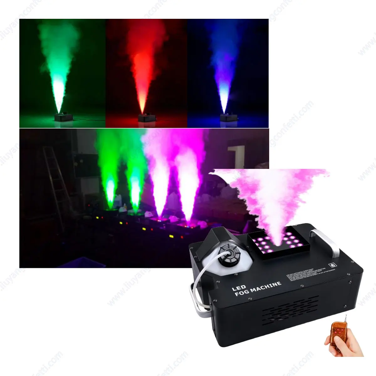 

1500w Dmx Vertical Led Fog Machine Wedding Dj Bar Smoke Projection Rgb 24led Stage Light Spray Fogger For Halloween Disco Party