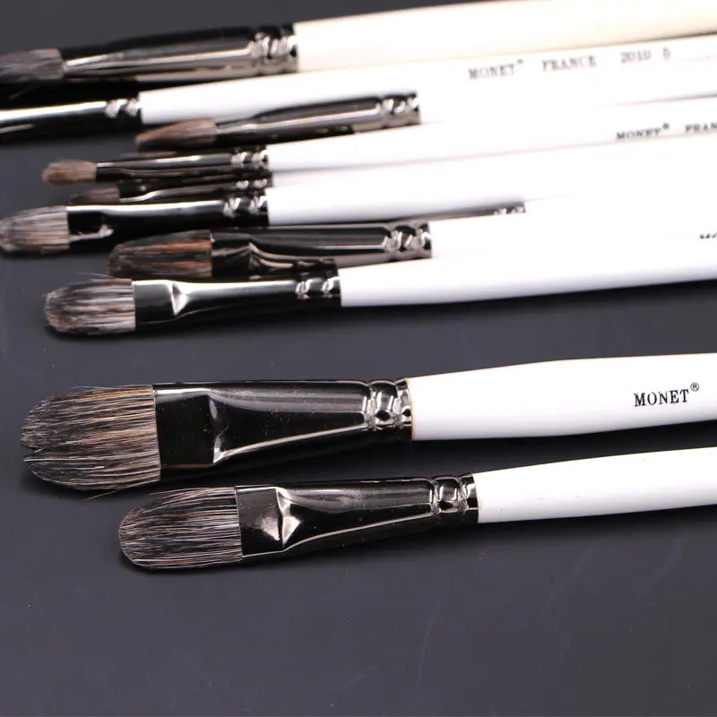 MONET Filbert Marten Hair Mix Paint Brushes Set Painting Brush for Acrylic Watercolor Gouache Oil Painting Art Supplies