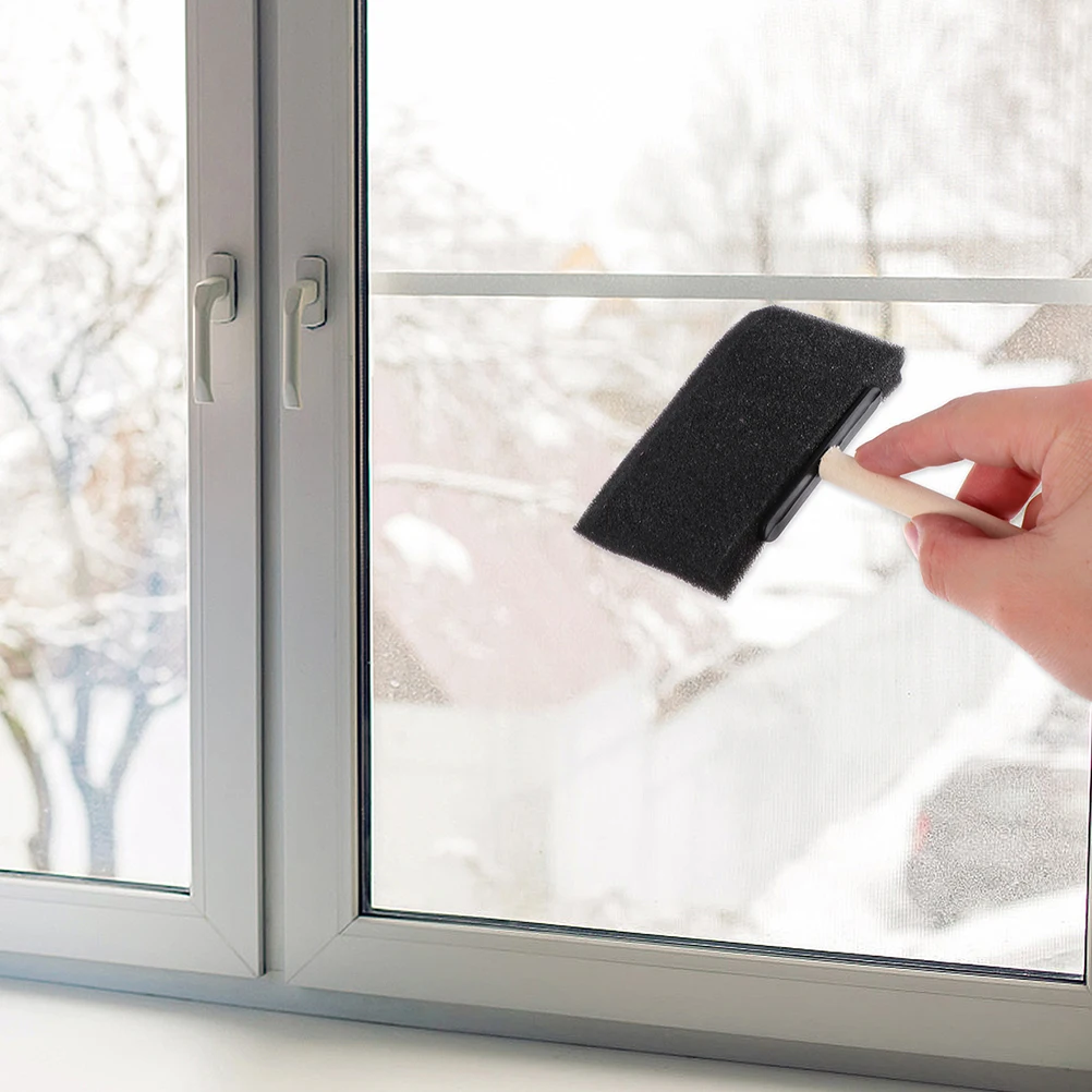 10 peças escova de esponja com cabo de madeira com tinta manchada para pincéis e esponjas