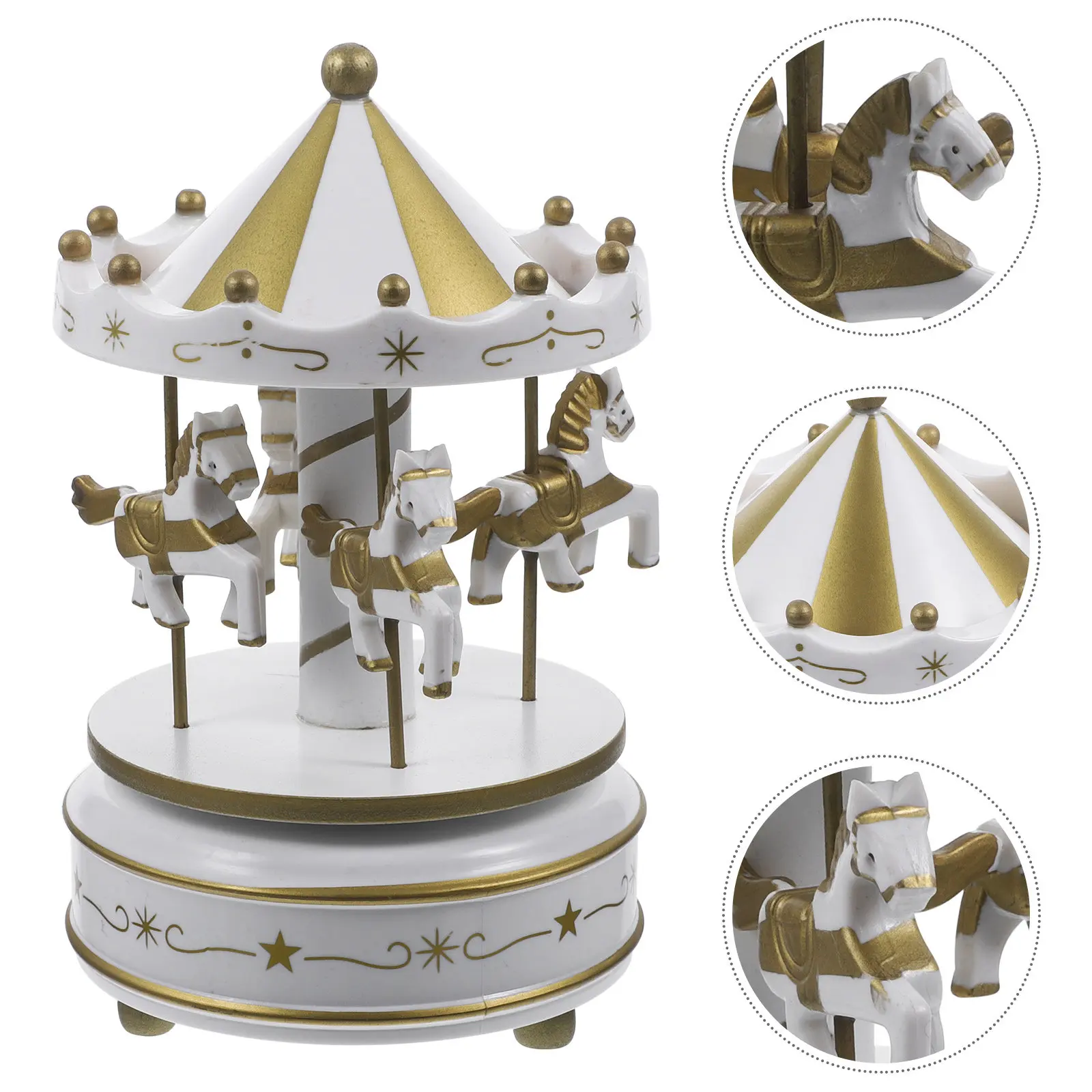 Premium Carousel Music Box Wind Up Rotating Merry-Go-Round Decorative Home Room Decoration Gift for Kids Adults Birthday Party