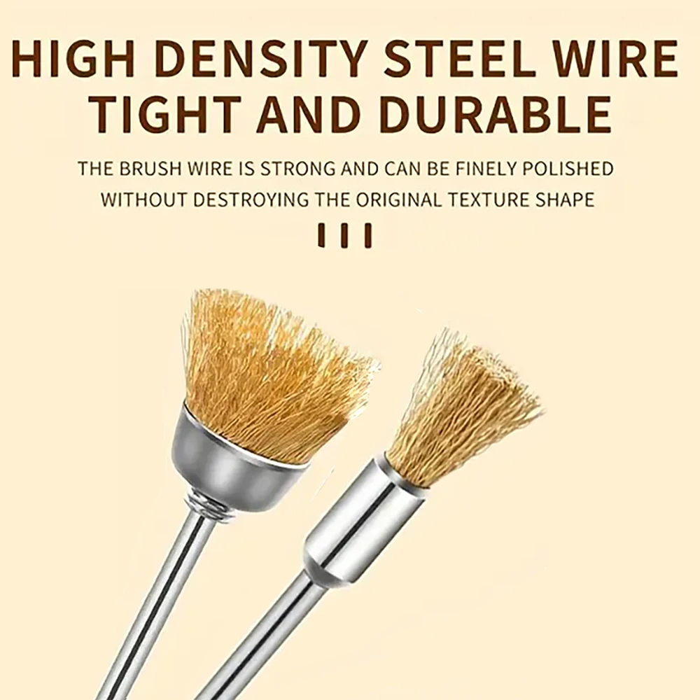 قطعتان من فرش الملفات الكهربائية، عجلات تلميع الأسلاك النحاسية، فرش أكواب تلميع لإزالة الصدأ، أداة مانيكير فنية للأظافر، تنظيف عديم الرائحة