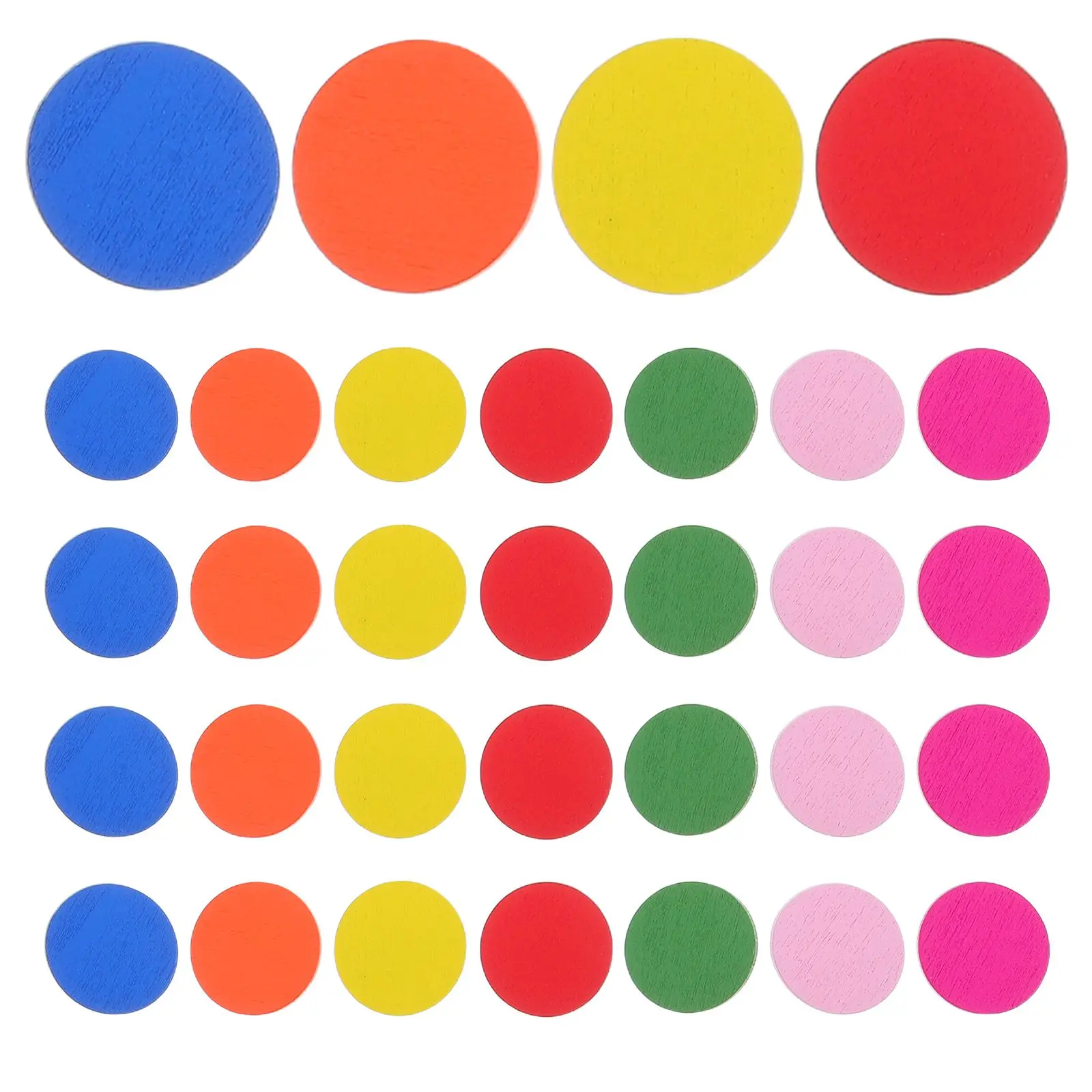 100 Pcs Round Wood Disc Delightful Colors Assorted Blocks Craft Teaching Aids Mathematics Learning Tools Montessori Education