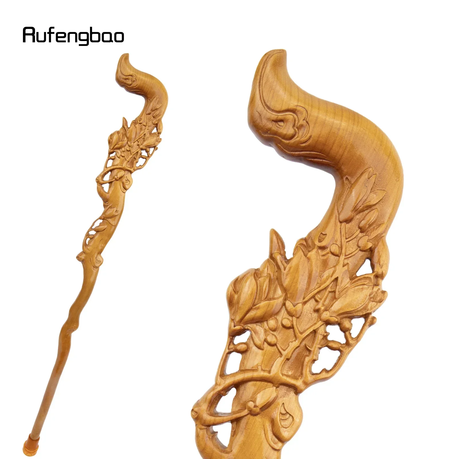 

Yellow Flower Wooden Single Joint Fashion Wood Stick Decorative Cospaly Cane Halloween Crutch Wand Crosier 95cm
