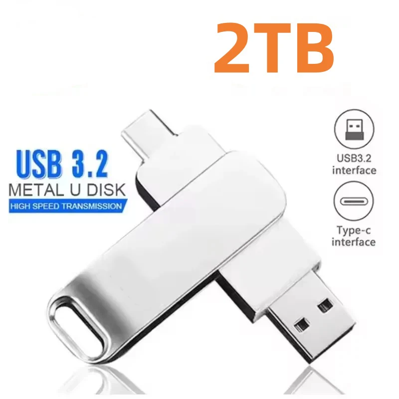 DIXSG Für Xiaomi 16 TB Flash-Laufwerke USB 3.2 U Disk 2 TB High-Speed-Metall-Pendrive Wasserdichter Typ-C-Memoria-USB-Stick USB-Laufwerke