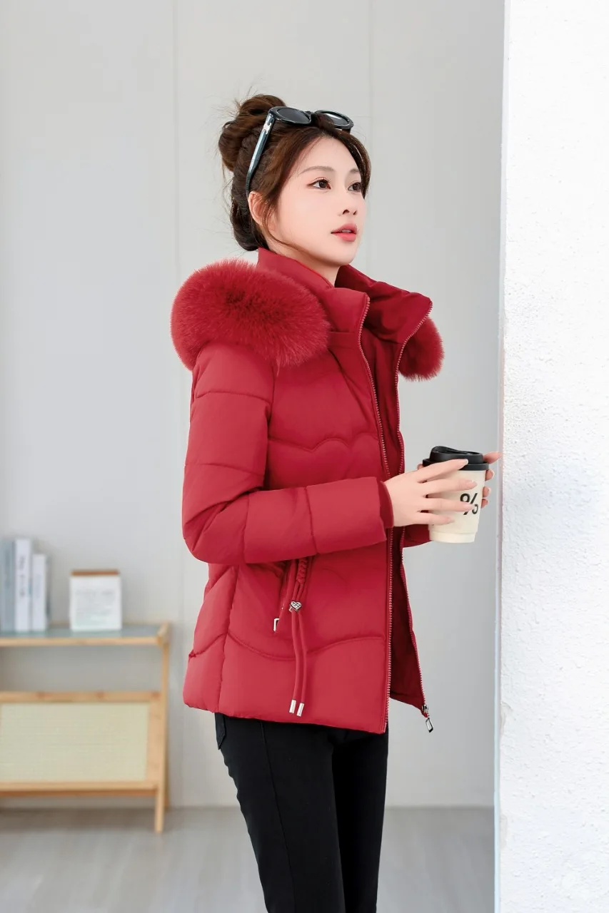 Kurtki damskie w stylu koreańskim, zimowe, nowa moda, jednolite kolory, codzienne, modne, proste, podstawowe, z długim rękawem, z kapturem, pikowane, parki damskie.
