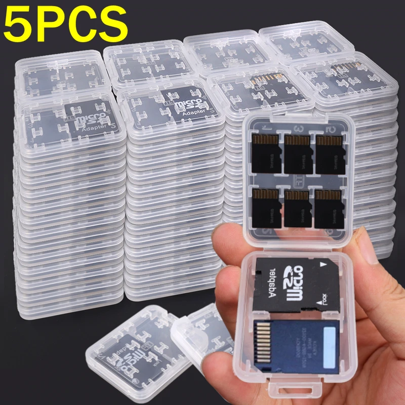 8Slots Transparent Protector Holder Micro SD SIM Card Storage Box For SD SDHC TF MS Memory Card Anti Lost Plastic Portable Case