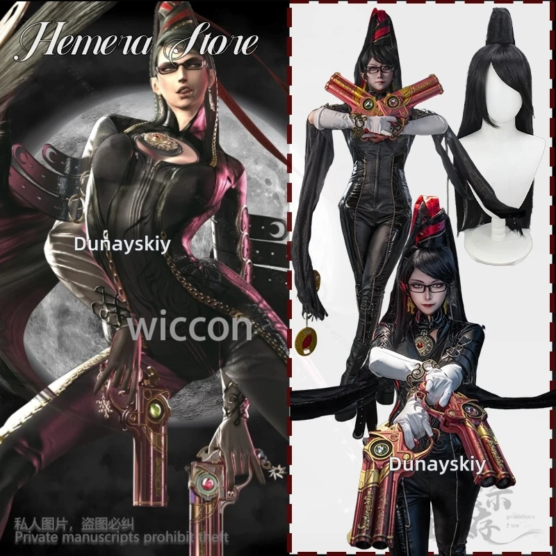 

Game Bayonettaa Cosplay Anime Costume Backless Full Body Suit Sexy Black Gothic Jumpsuit Halloween Roleplay Jirai Kei Punk Dom