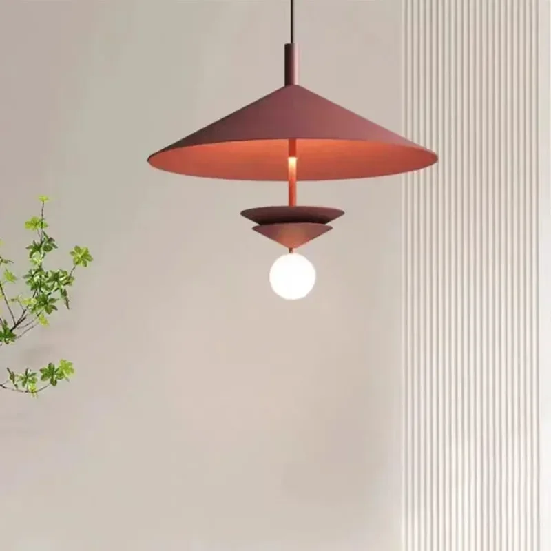 French Umbrella Pendant Light Dining Table Red Ufo Lamp Living Room Resteruant Minimalist Led Lamp for Coffee Office Shop Light