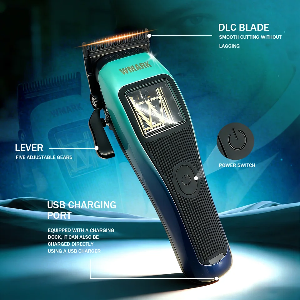 WMARK Professional Hair Clipper DLC Blade Hair Trimmer 10000RPM W