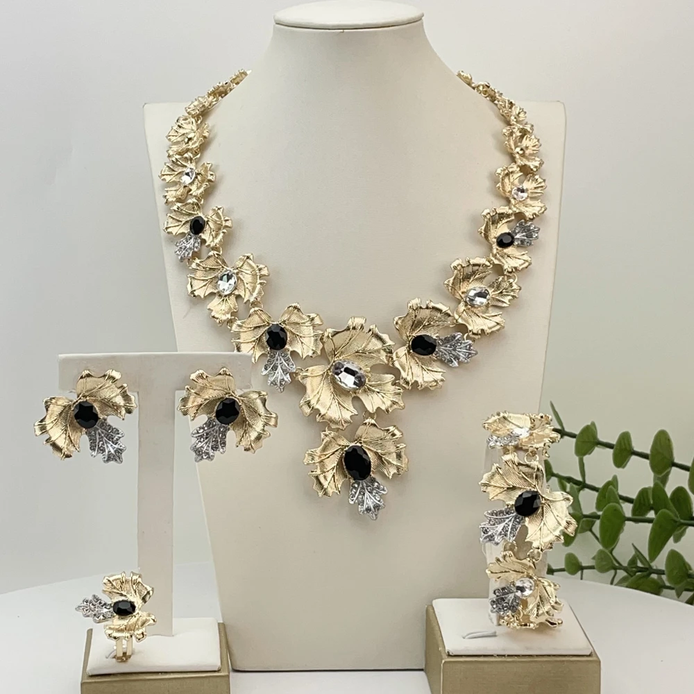 Italian Dubai Simple Style Big Bold Necklace Luxury Quality African Bride Jewelry Set For Women Party Gifts FHK30029