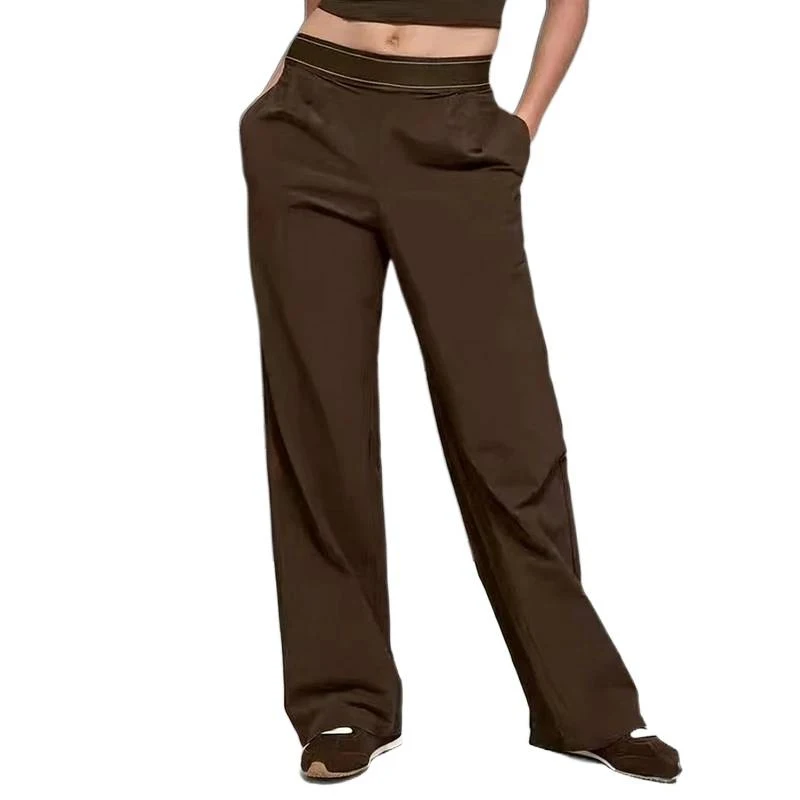 Damen Sommer Casual Yoga-Hose Schnelltrocknend Gerades Bein Leichte Hose Reflektierendes Logo Weiche Bequeme Activewear