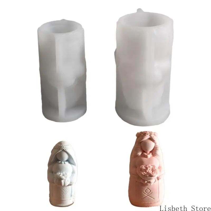 

Nonstick Silicone Mold for Crafting 3D Bride Holding Flower Home Decoration Mould Unique Gift Making Mold
