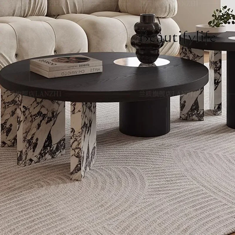 طاولة القهوة BJ غرفة المعيشة الإيطالية البسيطة باللون الأسود طاولة القهوة الفاخرة الحديثة تصميم فريد من نوعه أثاث Mesas De Centro Para Sala #4