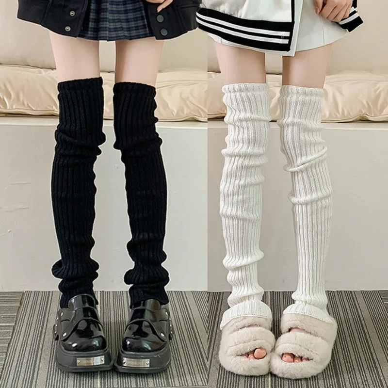 

65cm Long New Y2K Leg Warmers Women's Lolita Long Socks JK College Style Knitted Warm Socks Autumn Winter Over Knee Boot Cuffs