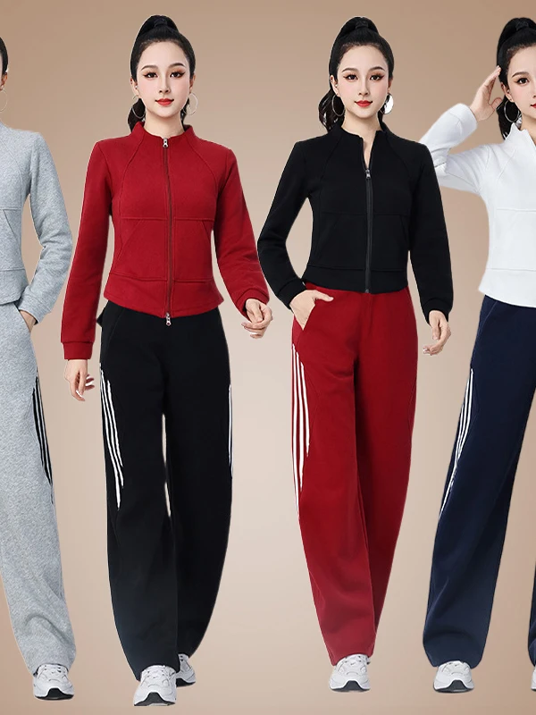 yang-li-women's-thickened-long-sleeve-fitness-dance-square-dance-costume-cotton-sportswear-team-exercise-outfit-set