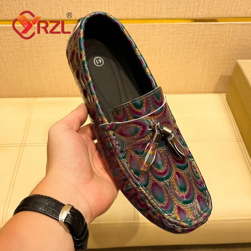 YRZL Black Loafers Men Comfort Moccasins High Quality Tassel Handmade PU Leather Shoes Men Flat Slip on Driving Loafers for Men