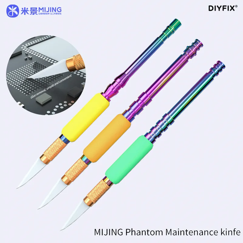 

Mijing 3 in 1 Knife Mobile Phone Motherboard BGA Chip IC CPU Remove Glue Cleaning Disassembly Repair Tool Rework Blade Set