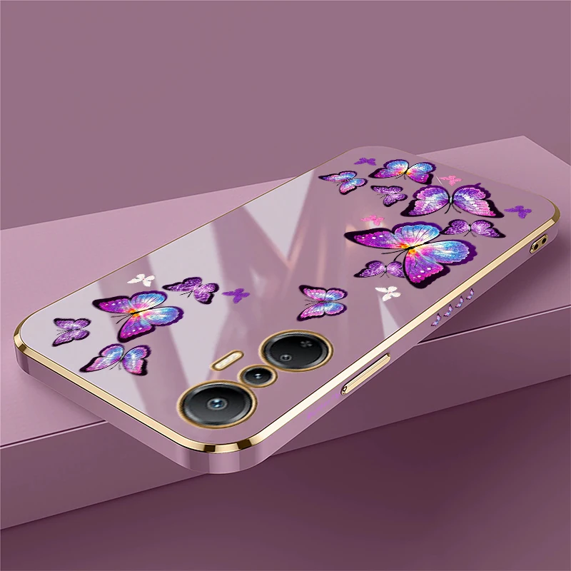 Elegant Floral Butterfly Case For Infinix Hot 12 11s 10 9 8 Pro 12i 10 Play Plating Silicone Soft Drop Resistant Back Cover Etui - view 6
