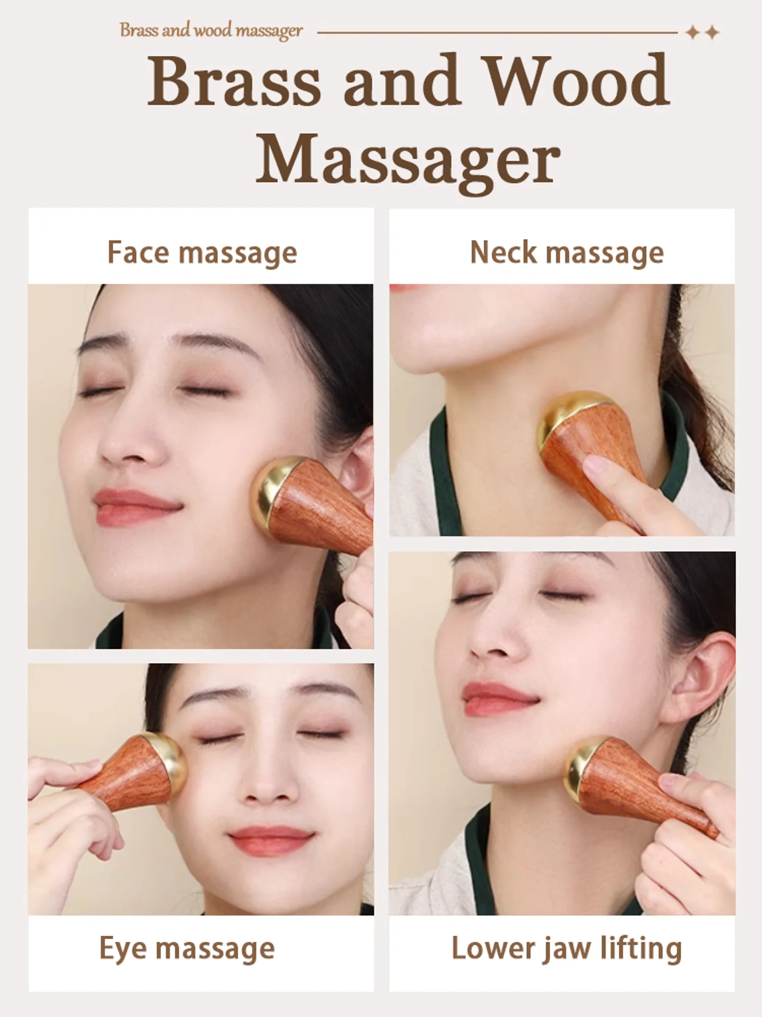 guasha massage tool face gua sha face Copper wood scraping stick kansa hammer Face and foot massage