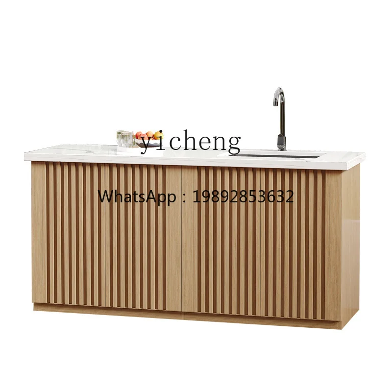 outdoor aluminum alloy basin rock slab integrated waterproof and sunscreen sink locker