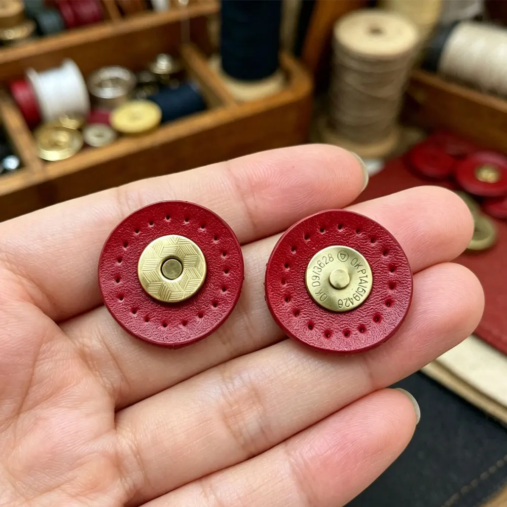 1sets Magnetic Buckles Circle Sew-on Bag Genuine Leather Bag Snap Buttons Handmade DIY Handbag Lock Patchwork Lock Accessories