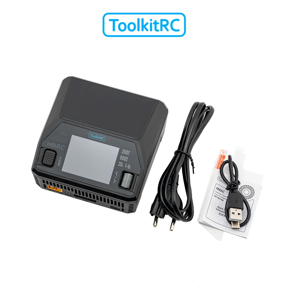 ToolkitRC M8AC Smart Lipo Battery Charger Discharger AC 200W DC 600W 20A for 1-8S LiHV Lipo Battery PD 65W FPV Model Parts Car