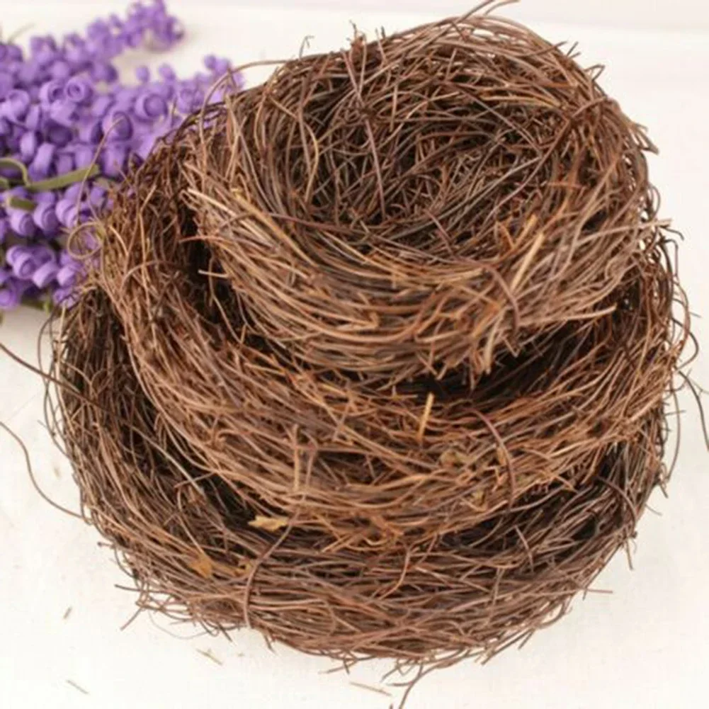 Vintage Round Rattan Birds Nest Crafts Handmade Dry Natural Bird\'S Nest For Garden Yard Decor Props Wedding Home Party