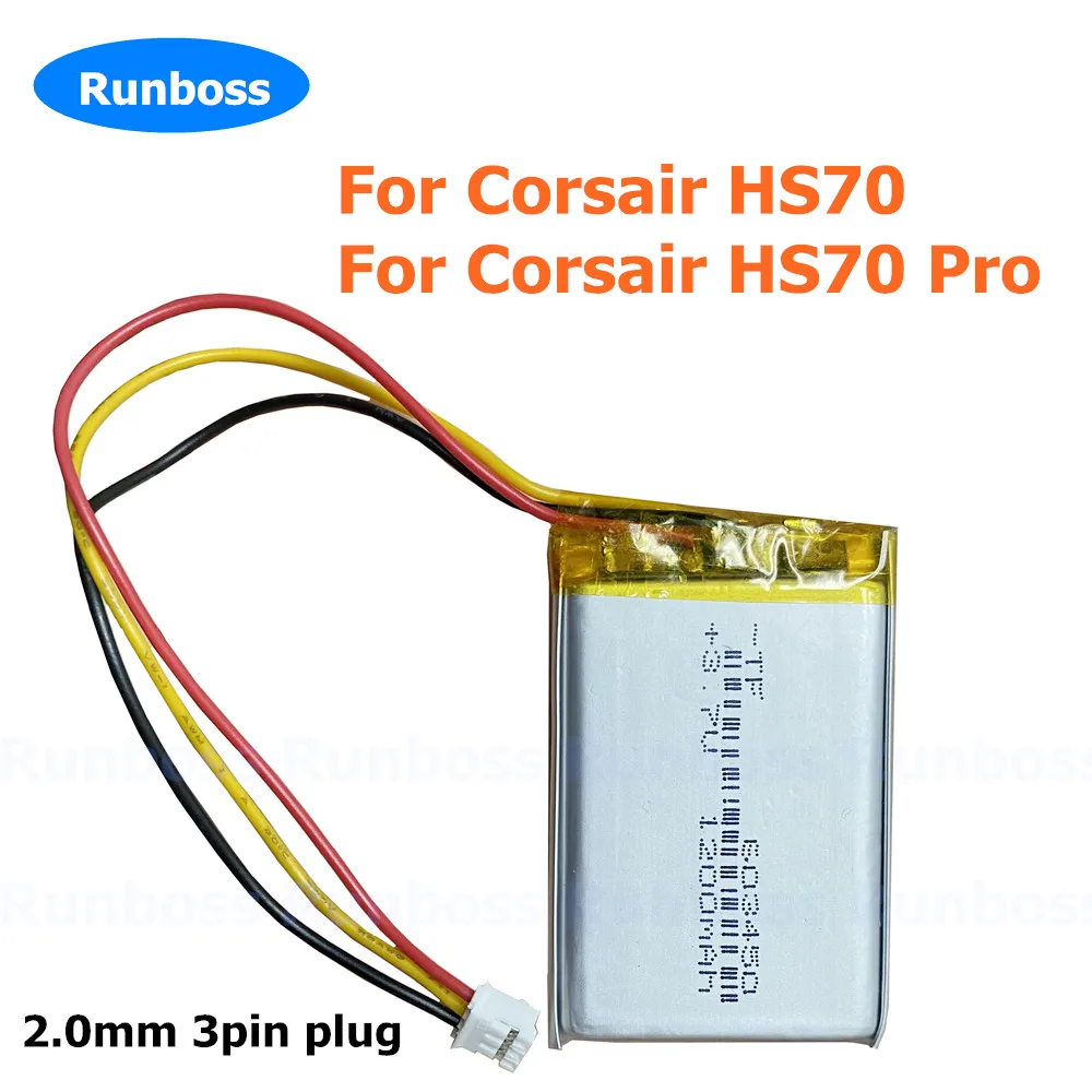 

New 3.7V 1200mAh Lipo Polymer Battery for Corsair HS70, Corsair HS70 Pro Wireless Gaming Headset