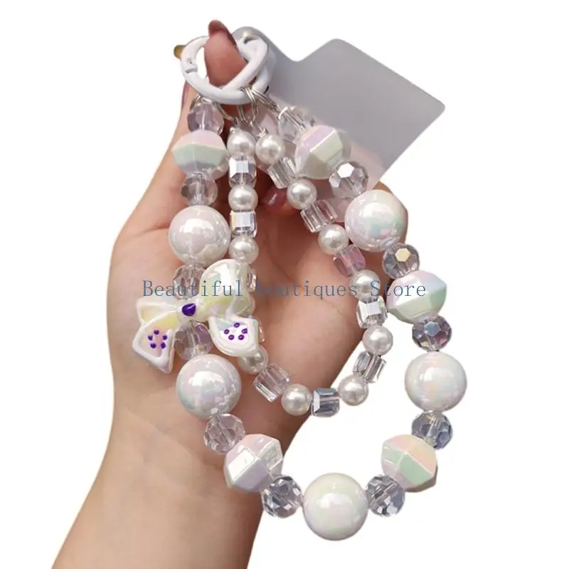 U4LF Elegant Beaded Bracelet Phone Lanyard Lightweight Waterproof Design Phone Pendant Perfect Gift For Friend Family