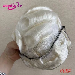 White Man Wigs Fulll PU Indian Human Hair Wigs Vloop Thin Skin 0.02-0.03mm Men Toupee Men's Capillary Prosthesis Natural Hair