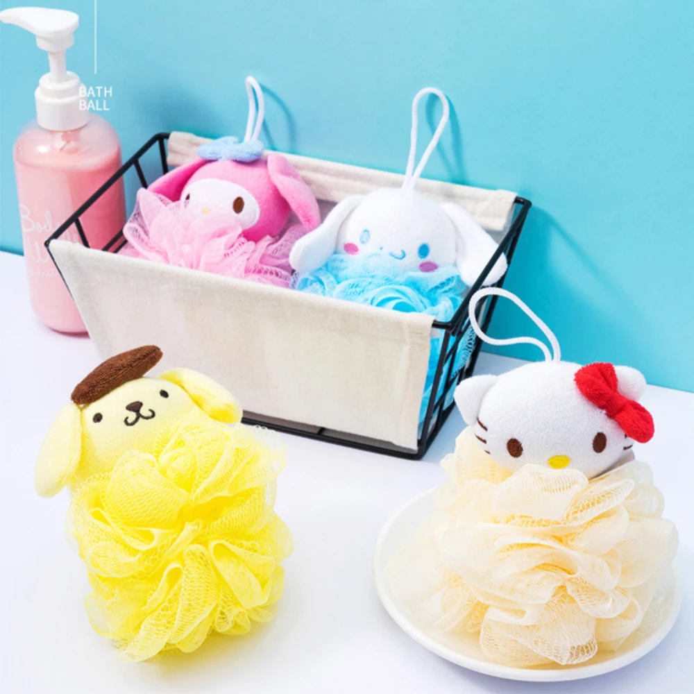 Sanrioed Kawaii Foaming Bath Ball Cinnamoroll My Melody Pe Rich Anime Girly Heart Plush Doll Cute Bath Flower Bathroom Supplies