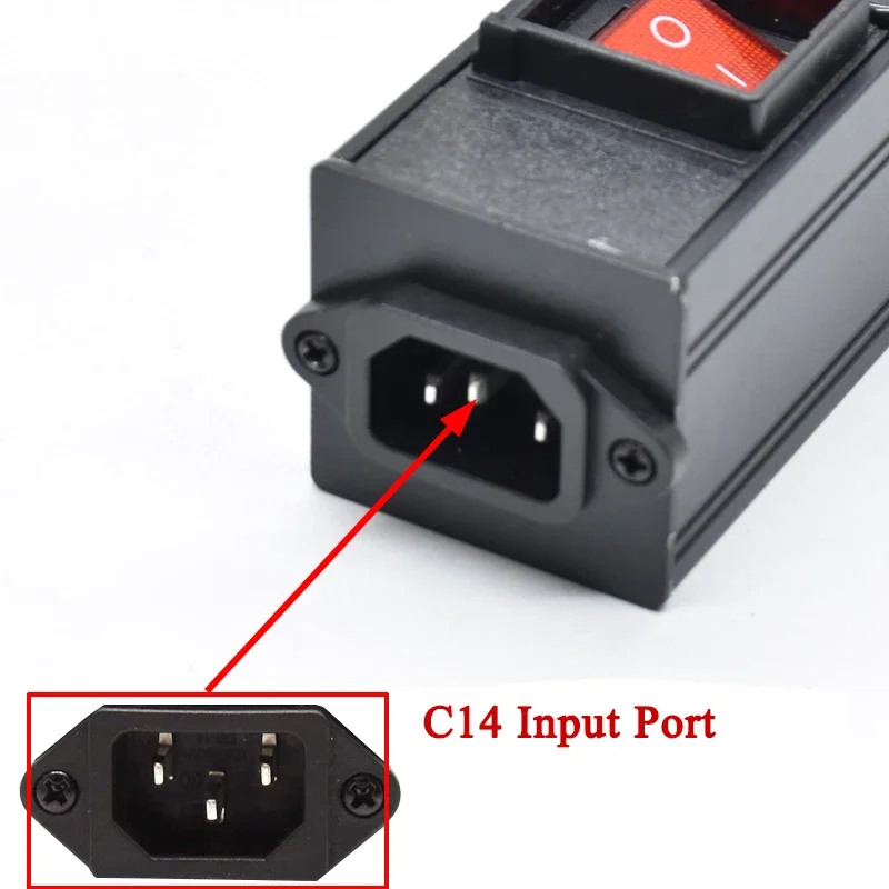 Imagem -02 - Pdu Power Panel Rede Gabinete Interruptor Ruptura Dupla Entrada C14 Lcd ac Voltímetro Tomada Padrão Americano sem Cabo de Extensão