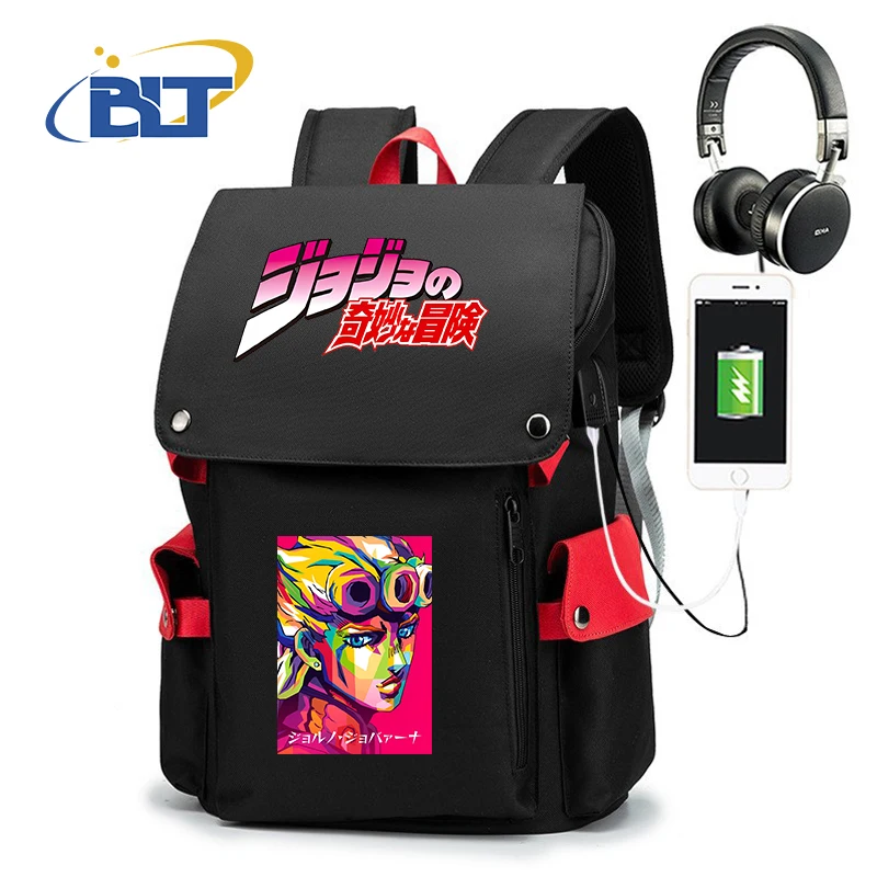 Jojo Bizarre Adventure anime zainetto youth usb zaino borsa da viaggio all'aperto di grande capacità