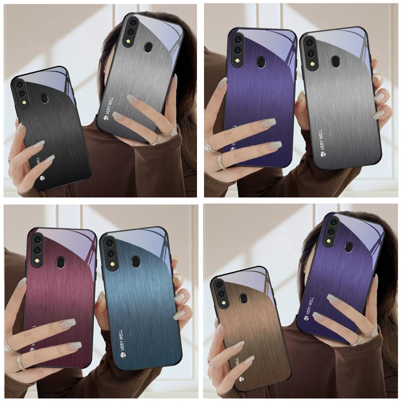 

Minimally brushed metal For Samsung Galaxy A20 A21s A22 A23 A24 A25 A26 A42 A90 A50 A55 A52s A56 A70 A71 A72 glass phone case