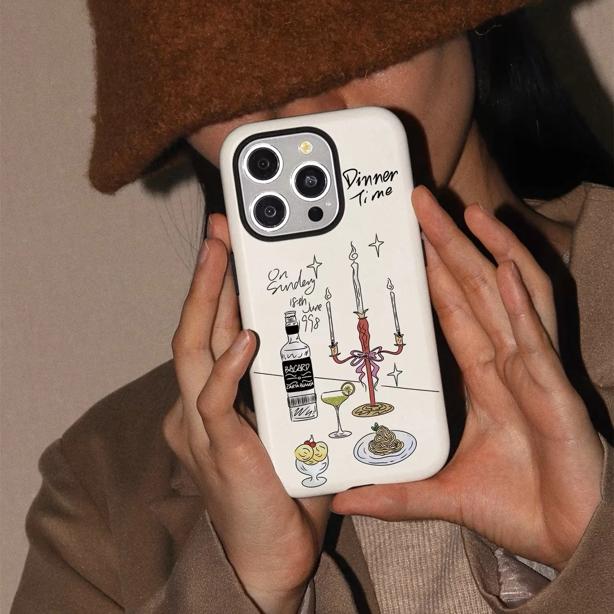 Ins Milk White Candlelight Dinner Case for IPHONE 16PRO MAX 14 13 12 11 PRO Plus XR XS Acrylic TPU Two in One Mobile Phone Cases