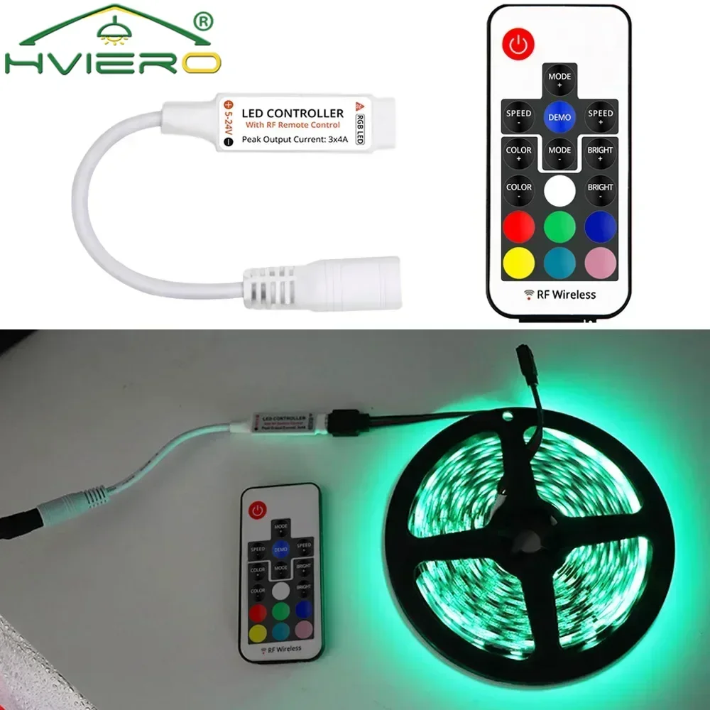 Mando a distancia Led RGB, 17 teclas, atenuadores inalámbricos RF, 4 pines hembra para tira de luces 3528 5050, cinta decorativa navideña de alta potencia