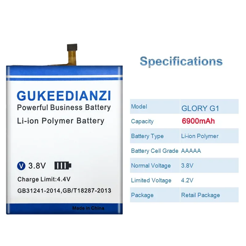 Imagem -03 - Gukeedianzi Bateria para Agm Glory Pro Batteria g1 6900mah