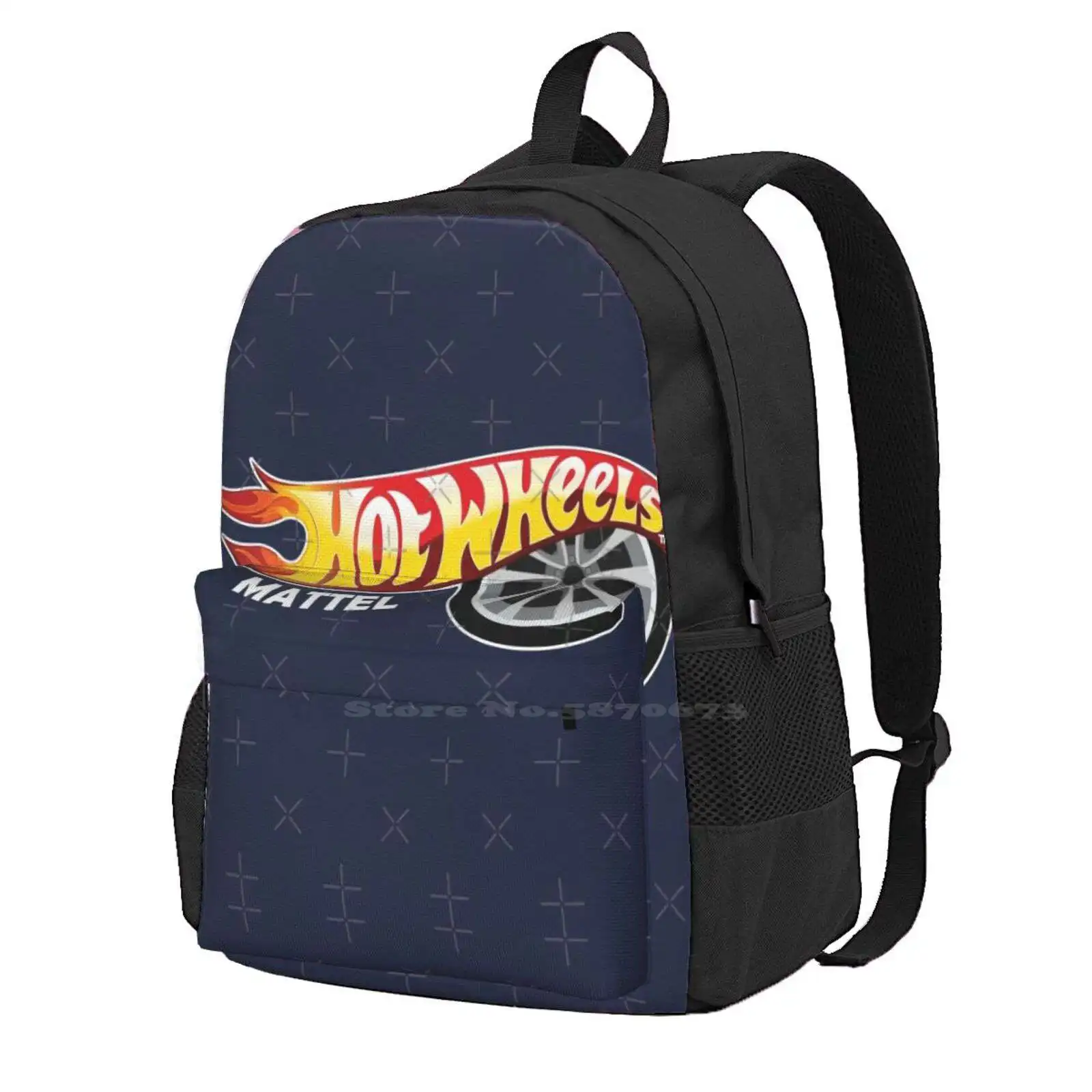 Teen College Student Backpack Laptop Travel Bags The Hot Wheel Cars Mattle Hot Cars Hot Car Racing Stickera Fan Art Kids Fanart