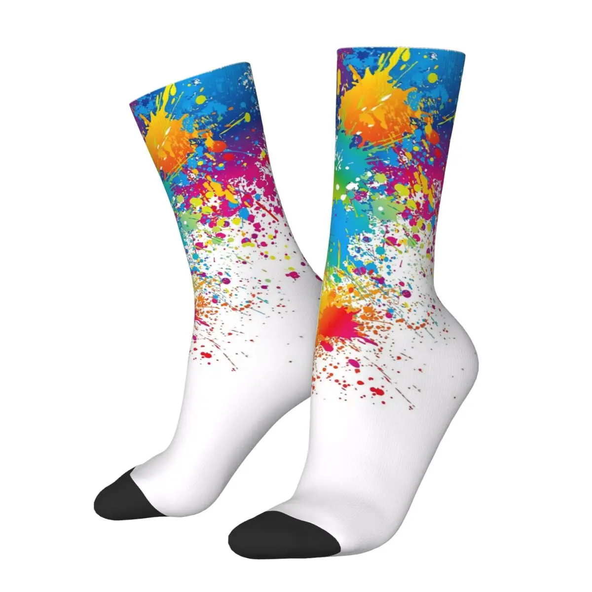 3D printing cosy Unisex Socks,Hip Hop Drop Shipping Paint Stain Rainbow Paint Splatter Print Interesting Four Seasons Sock