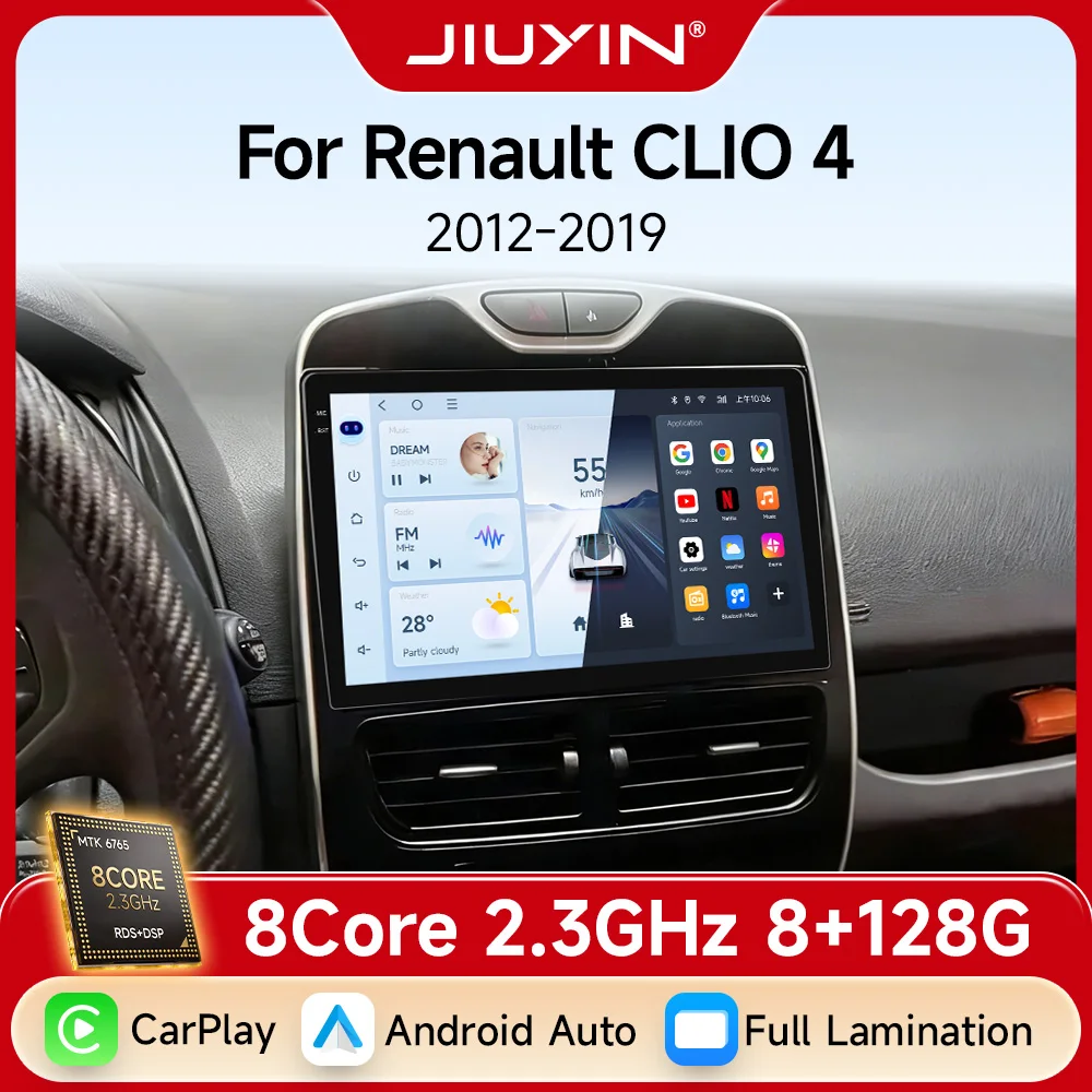 JIUYIN Android 15 Wireless CarPlay Auto Car Radio For Renault Clio 4 ZOE 2012-2019 Intelligent Systems DSP SWC RDS GPS FM BT